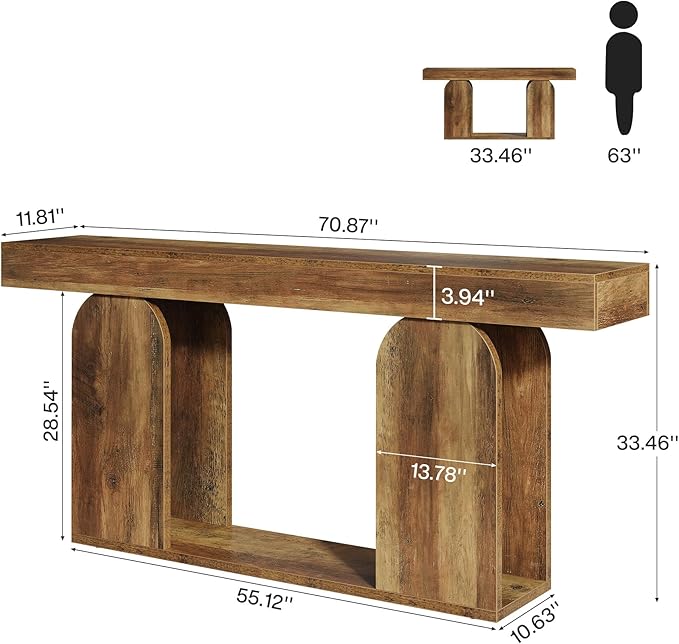 Tribesigns 70.9-Inch Extra Long Sofa Table, Farmhouse Console Tables - Image 2