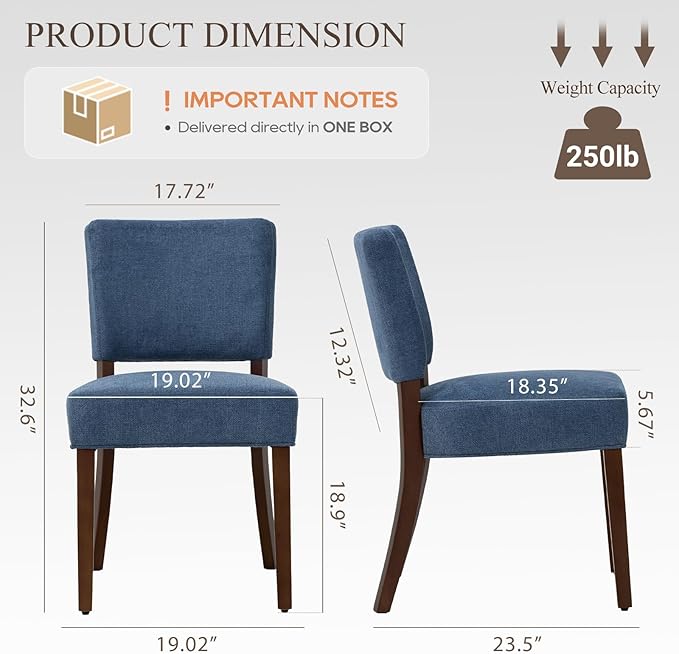 COLAMY Mid Century Modern Dining Chairs Set of 2, Upholstered Kitchen Chairs - Image 7