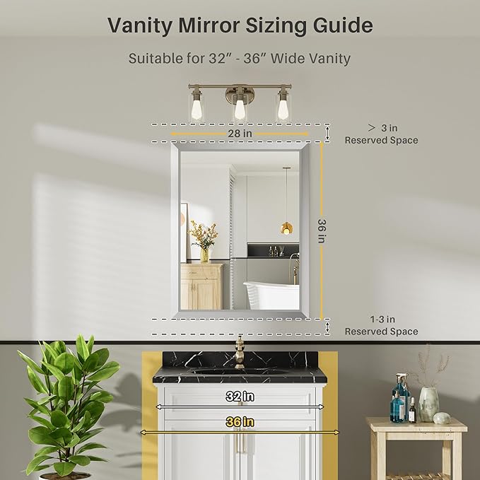 28x36 Inch Silver Bathroom Mirror - Image 2