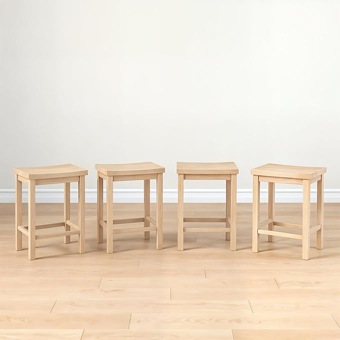 Grain & Grove Smith Collection Set of 4 Solid Wood Counter Height Bar Stools by GrainGrove
