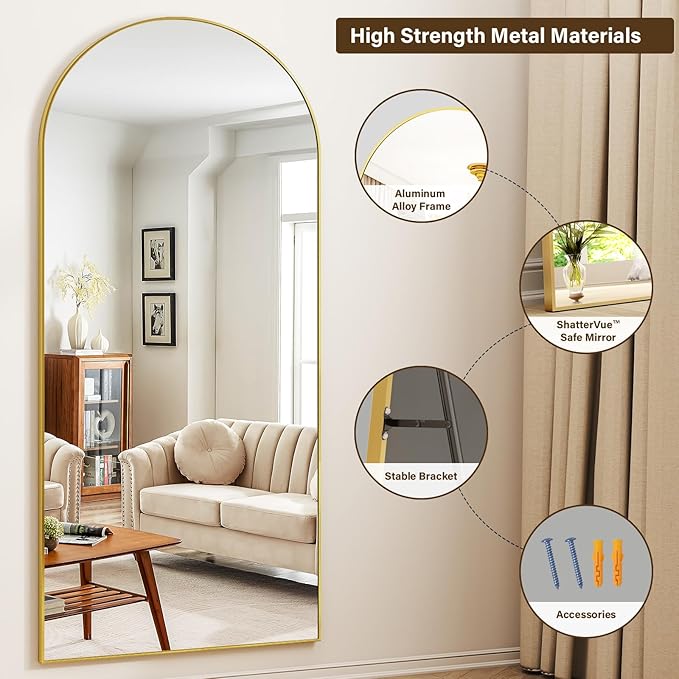78"x38" Arched Full Length Mirror - Image 5