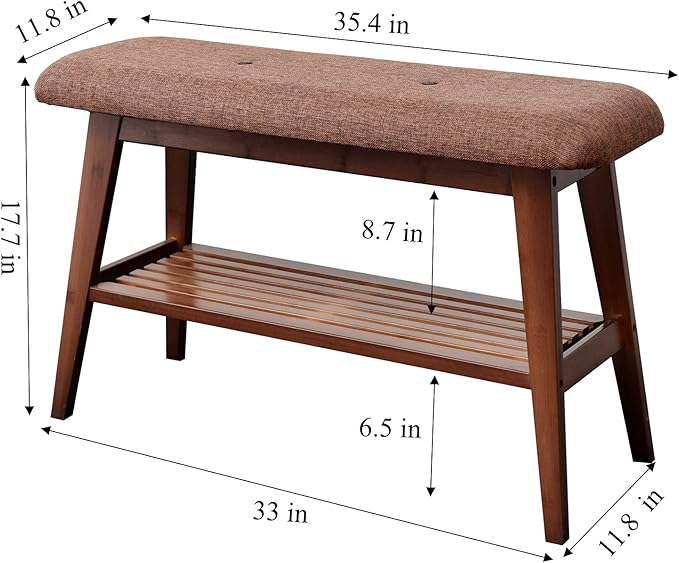 Shoe Entryway Bench, Bamboo Shoe Rack Bench, Organizer - Image 3