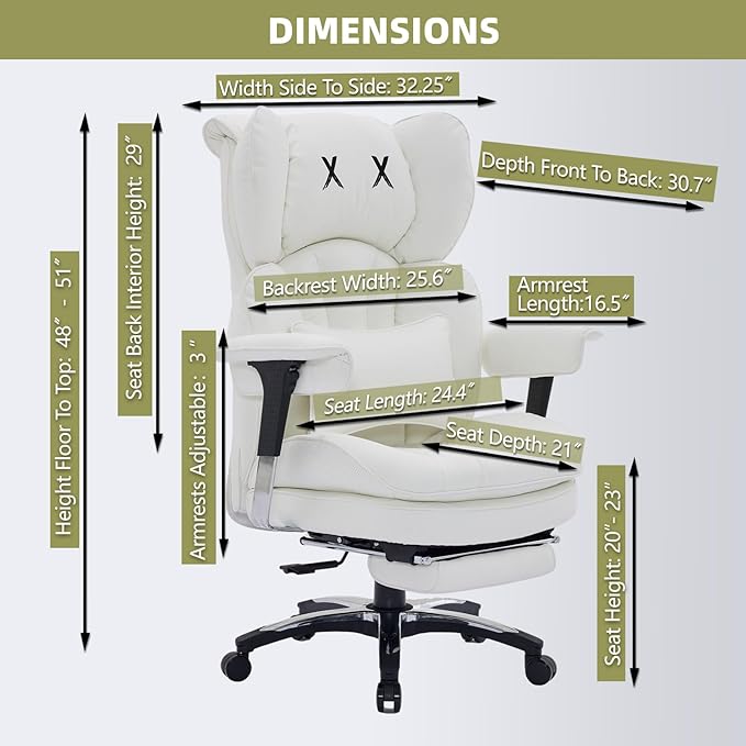 Efomao White Big and Tall Office Chair - Image 2