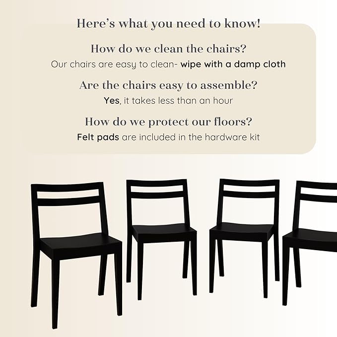 Grain & Grove Davie Dining Room Chairs Set of 4, Solid Wood Modern Kitchen Chair - Image 6