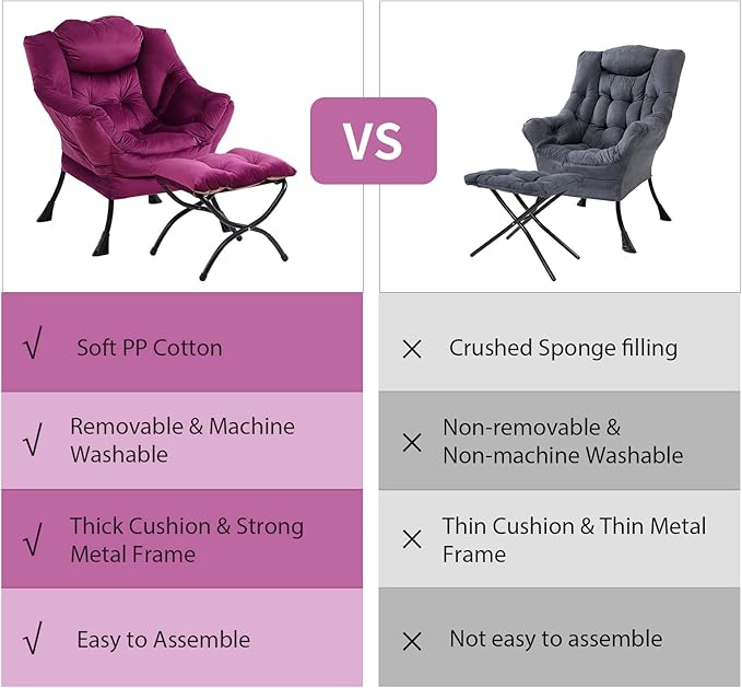Lazy Chair with Ottoman, Modern Chair with Folding Footrest, Lounge Accent Chair - Image 9