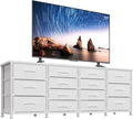 63 Inch TV Stand Dresser for Bedroom, Long White Dresser by DRAWERHOM