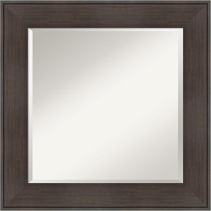 Amanti Art Brown Wall Mirror 26x26 William Rustic Woodgrain Square Bathroom by AmantiArt
