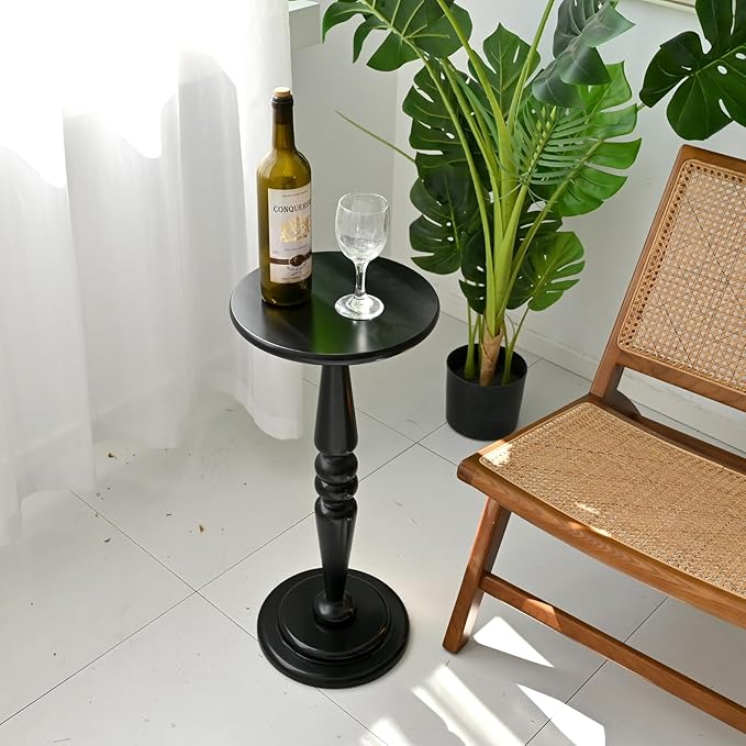 SwallowLiving Small Round Side Table, Tall Pedestal Drink End Tables Living Room - Image 7