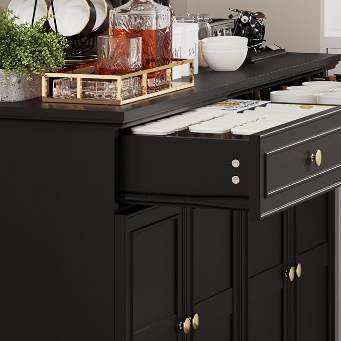 47.6" Buffet Sideboard with 2 Drawers and 4 Doors, Wooden Kitchen Storage - Image 6