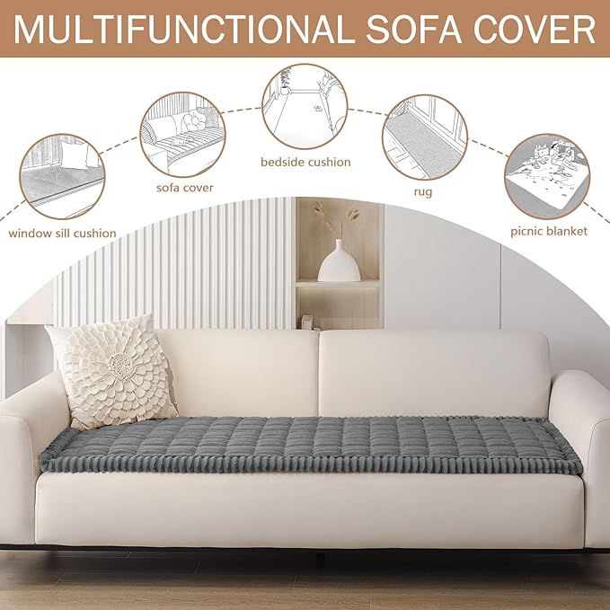 Smiry Couch Cover for Dogs Washable, Non Slip Fuzzy Pet Couch Covers for 3 - Image 2