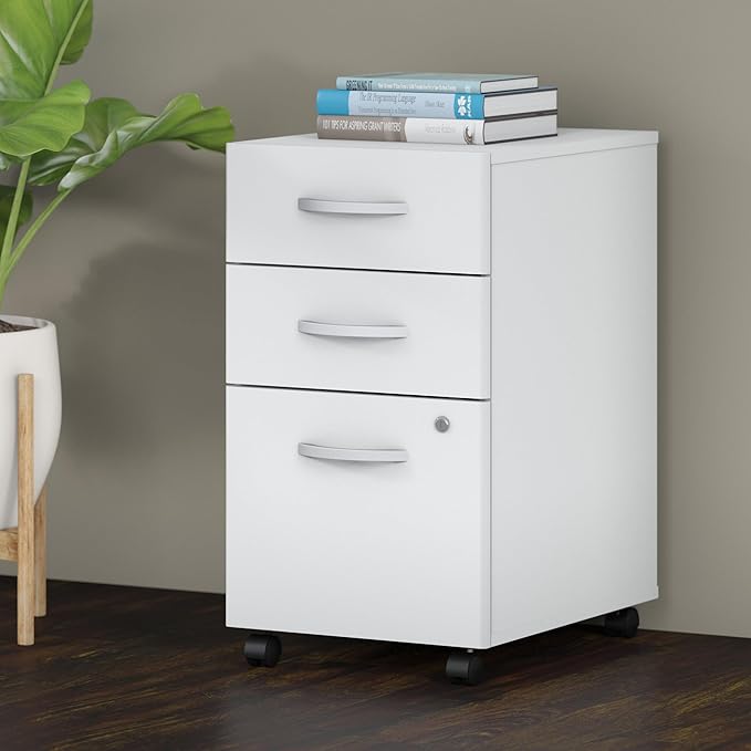 Bush Business Furniture Studio C 3 Drawer Mobile File Cabinet in White - Image 2