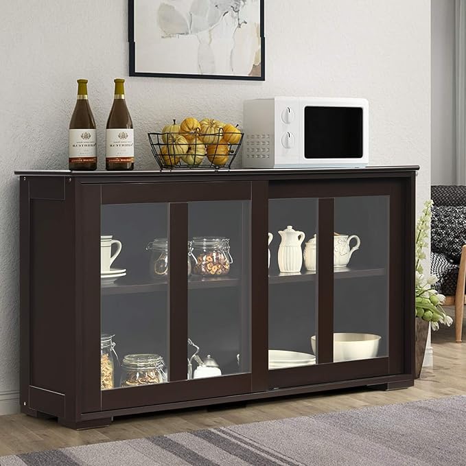 Costzon Sideboard Buffet Cabinet, Wooden Kitchen Storage Cabinet - Image 8