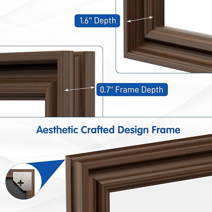 WEER Retro Copper Bathroom Mirror, 36x30 Inch Bronze Oil Rubbed Framed Mirror - Image 3
