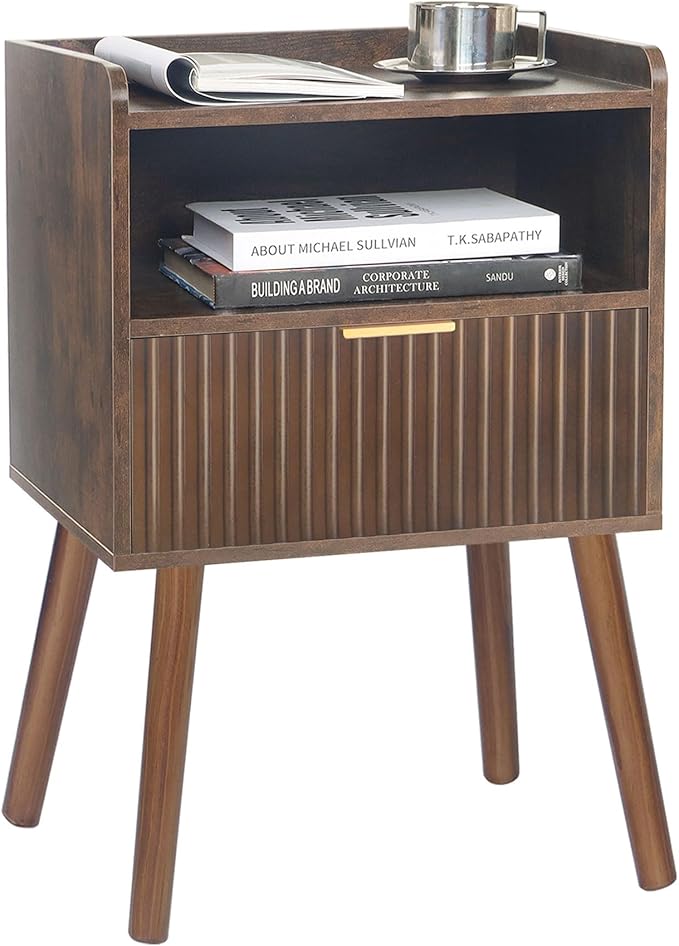 AWASEN Mid Century Modern Nightstand, Wood Bedside Table - Image 7