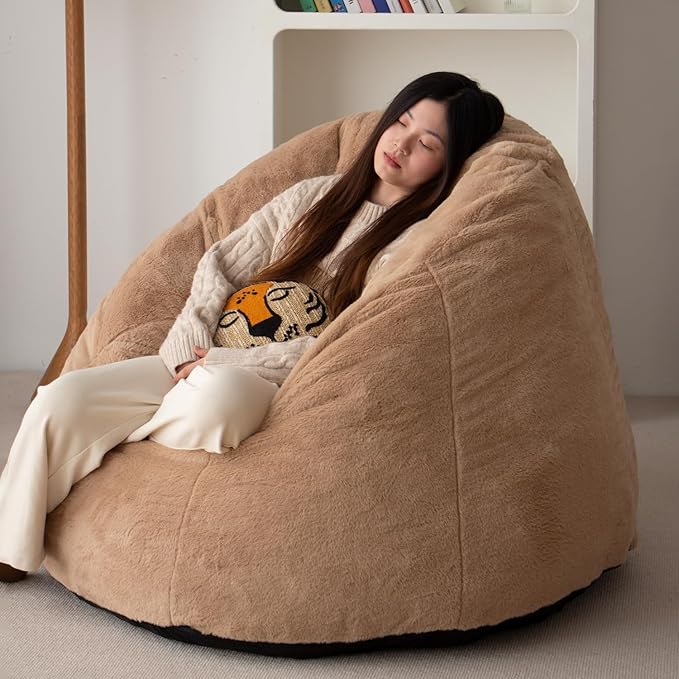 N&V Large Shell Bean Bag Chair, Adult Size Bean Bag Sack, Foam Filling - Image 5