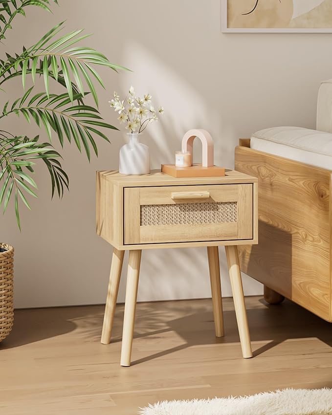 Rattan Nightstand, Small Night Stand, Side Table by Aienvey