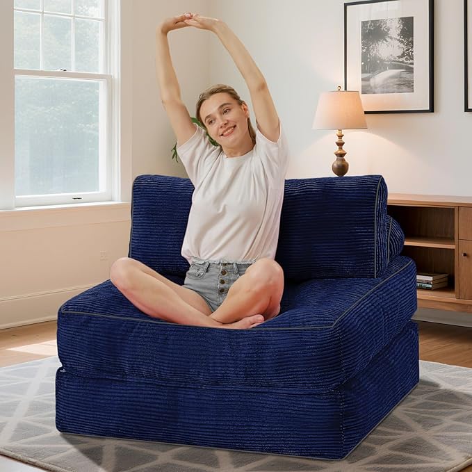 HABUTWAY Folding Sofa Bed, Convertible Sleeper Chair Bed w/Dual-Pillow & Handle - Image 3