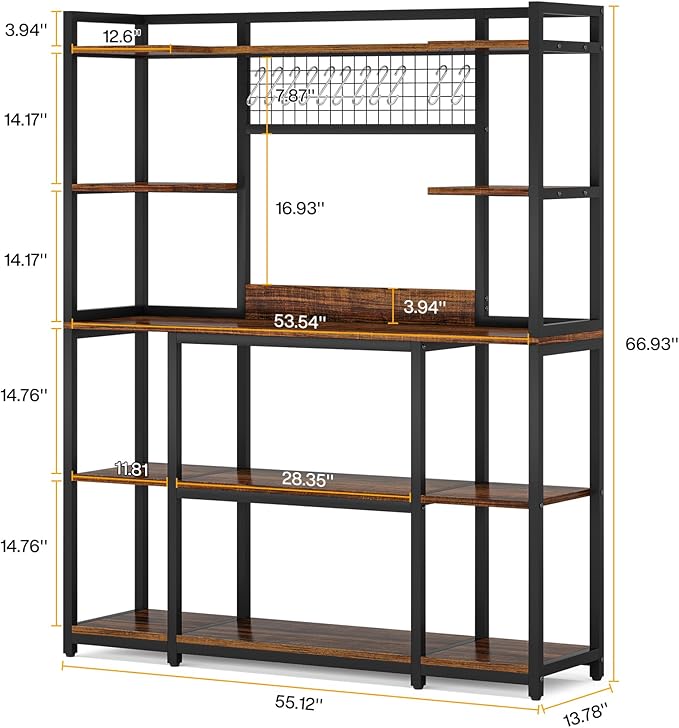 Tribesigns Large Bakers Rack, 5-Tier Baker’s Rack Kitchen Storage Shelf - Image 2