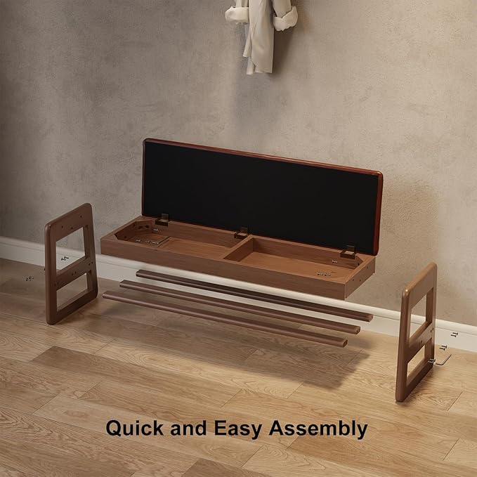 Shoe Rack Bench with Leather Cushion, 2 Tiers Shoe Bench with Flip-Top Storage - Image 2