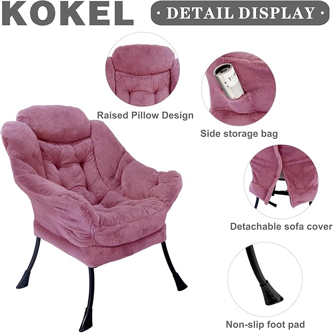 Lazy Chair with Folding Ottoman, Living Room Chairs, Accent Contemporary Lounge - Image 5