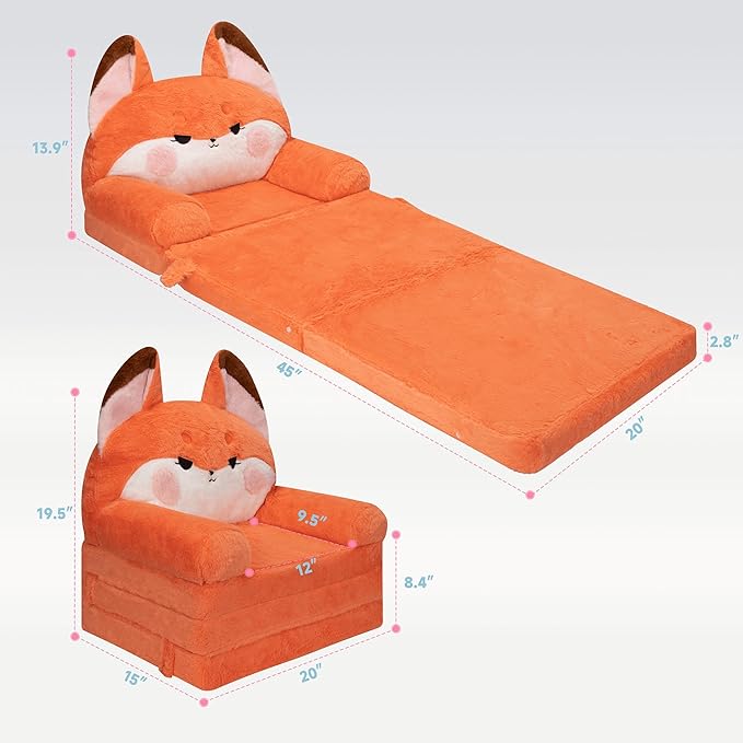 MONKISS Kids Couch, Comfy Toddler Chair, 2 in 1 Fold Out Kids Sofa to Lounger - Image 3