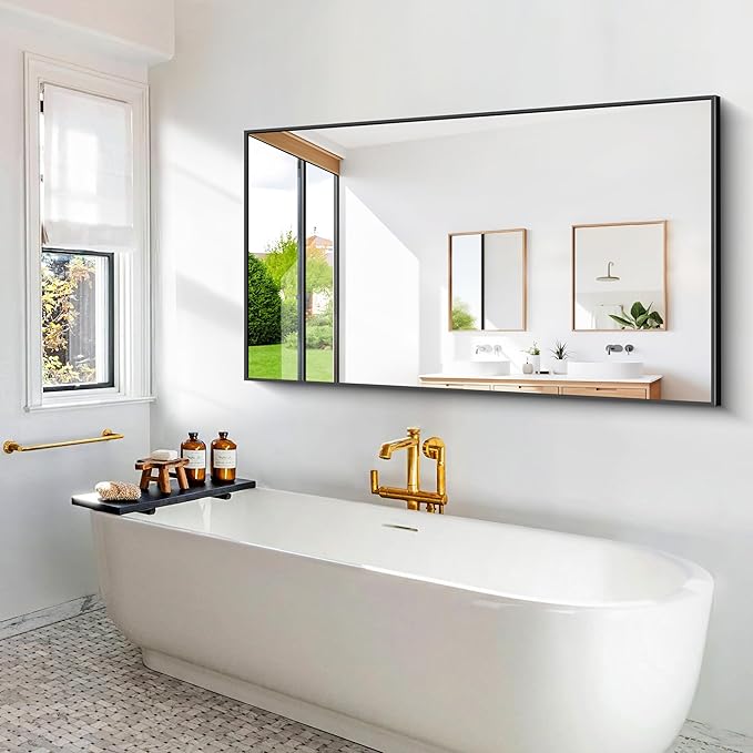 BONEWEI Bathroom Mirror, 60x36 inch Large Wall Mirror - Image 4