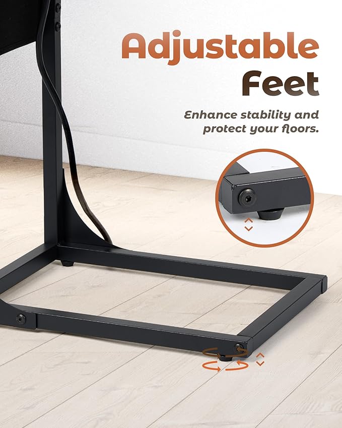 C Shaped End Table with Charging Station, Couch Side Table with Storage Pocket - Image 8