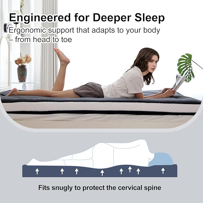 Welnow Japanese Futon Floor Mattress, Thick Full Size Tatami Mat Portable & - Image 6