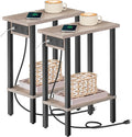 HOOBRO Small End Table with Charging Station, Narrow Side Table with USB Port by HOOBRO