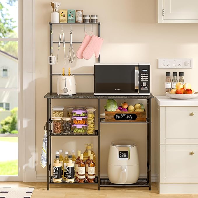 Baker's Rack for Kitchen with Storage, Microwave Stand with Adjustable Shelves - Image 4