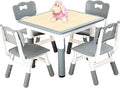 FUNLIO Kids Table and 4 Chairs Set, Height Adjustable Toddler Table and Chair by FUNLIO
