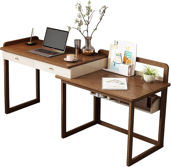 Lartis Extendable to 70" Solid Wood Desk, Storage Study Table by Lartis