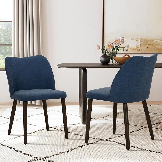 COLAMY Upholstered Dining Chairs Set of 2, Modern PU Leather Dining Room by COLAMYINC