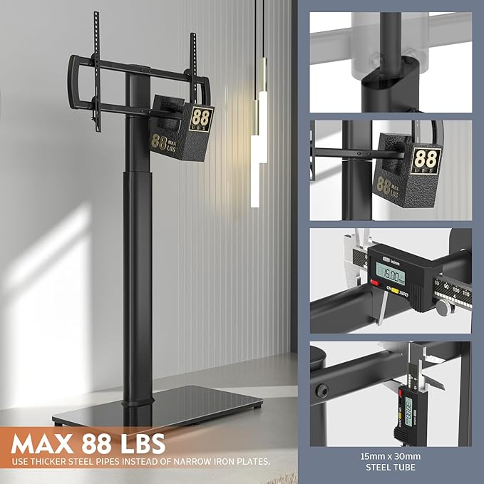Universal Floor TV Stand with Mount 80 Degree Swivel Height Adjustable and - Image 4