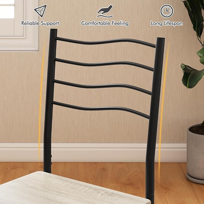 5 PCS Dining Table Set Counter Height Table and Chairs Set W/Steel Structure - Image 5