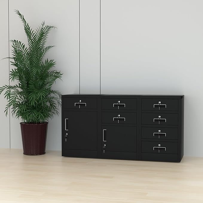Metal Storage Cabinet with Locking Door and 2 Lockable Drawers - Image 9
