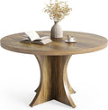 LITTLE TREE Round Dining Table for 4-6, 47.24 Inches Farmhouse Wooden Kitchen by LITTLETREE