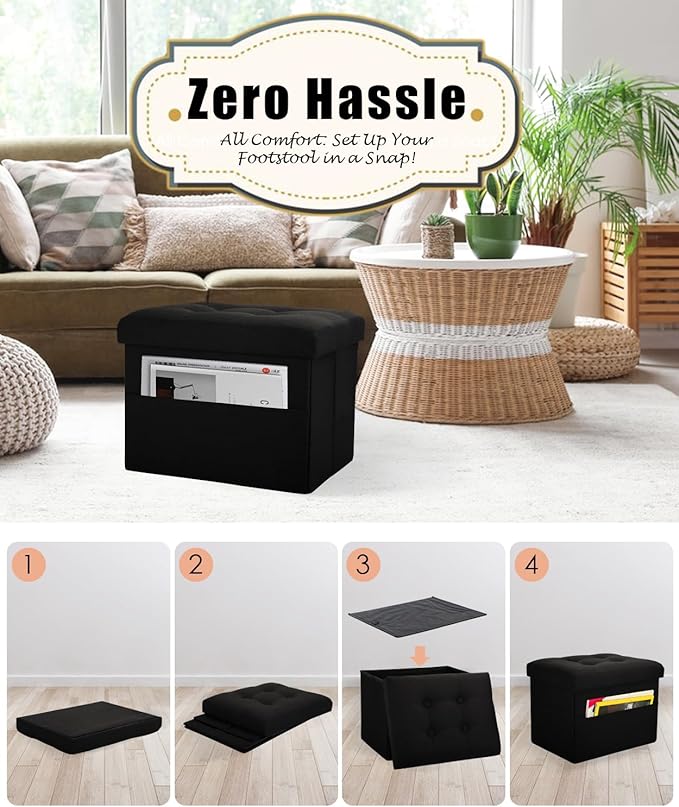 Ottoman Storage Ottoman Foot Rest Stool Foldable Bench - Image 4