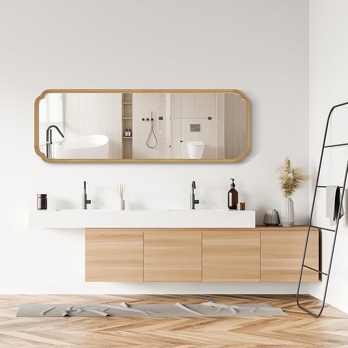 WallBeyond Full Length Mirror Wall Mounted 65"x22", Rustic Wooden Frame Floor - Image 4