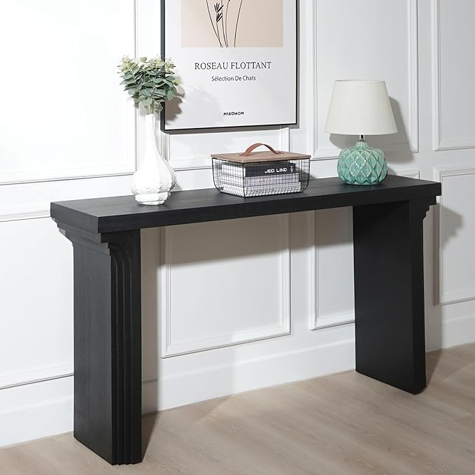 KEIKI Wood Entryway Console Table Behind Couch & Sofa, Modern Minimalist Style - Image 3