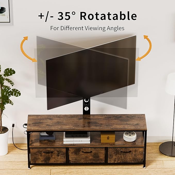 JUSTOGO TV Stand with Mount and Power Outlet, TV Stand with Drawers Storage - Image 4