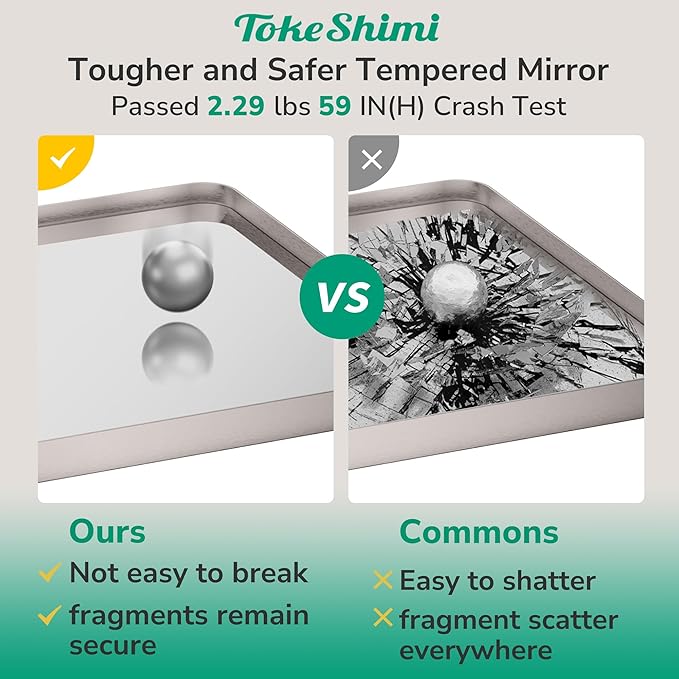 TokeShimi 16x20 Brushed Nickel Bathroom Mirror, Vanity Mirror Bathroom Wall - Image 5