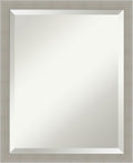 Amanti Art Grey Wall Mirror 22x18 Woodgrain Stripe Grey Rectangle Bathroom by AmantiArt