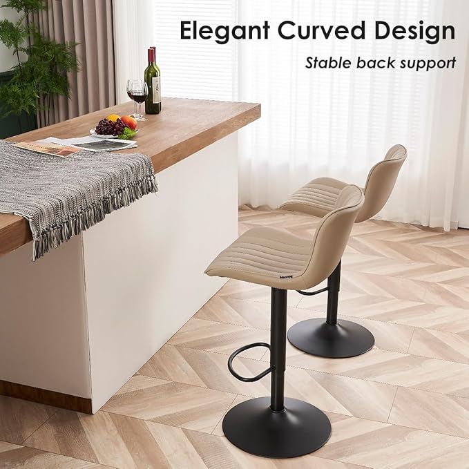 YOUNUOKE Counter Height Bar Stools Kitchen Island Barstools Set of 2 Adjustable - Image 4