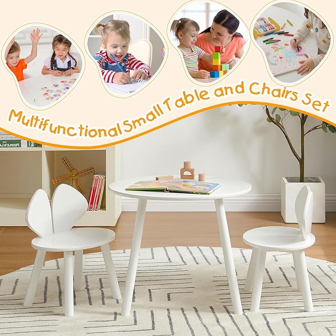 VECELO Kids Table and Chair Set, Wooden Oval Toddler Table - Image 5