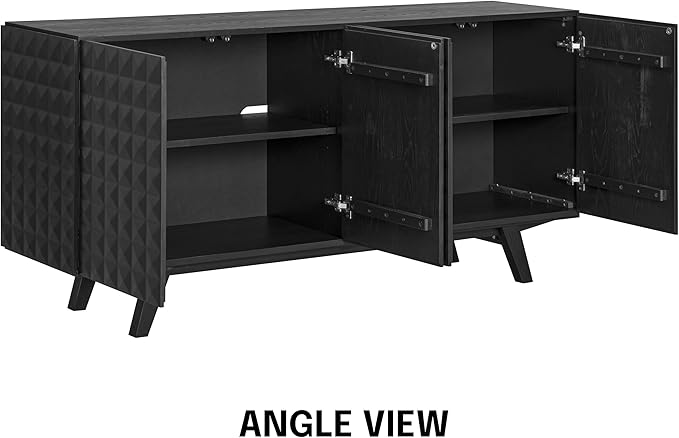 NTC Sapa Mid-Century Modern Solid Wood Sideboard – 4-Door Accent Buffet Cabinet - Image 8