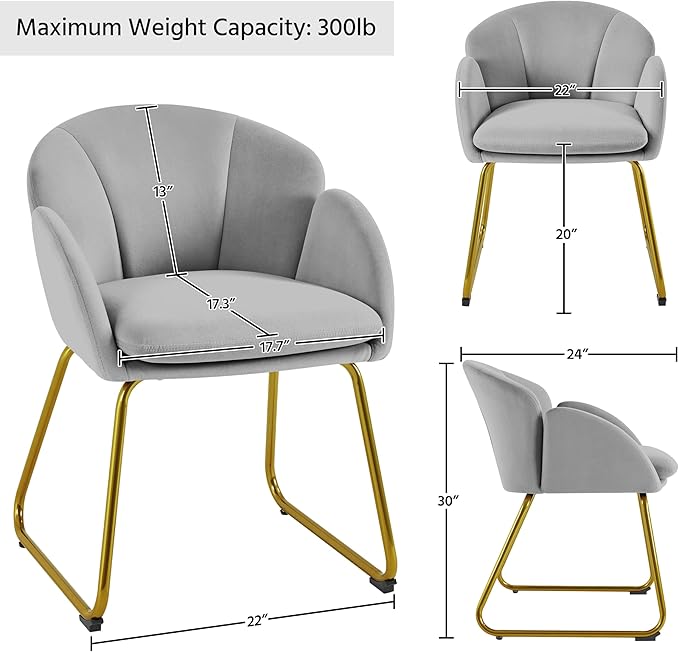 Yaheetech Flower Shape Velvet Vanity Chair, Modern Side Chair Armchair - Image 3