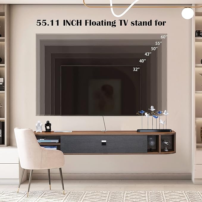 Pmnianhua Floating TV Stand, Modern Floating TV Console, Wall Mounted TV Cabinet - Image 8