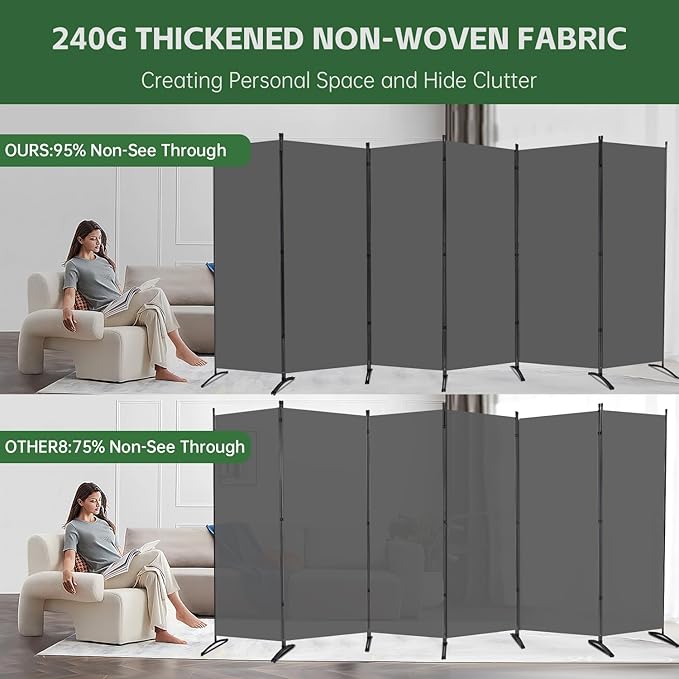 YASRKML Room Divider Folding Privacy Screens, Portable Room Divider Panel 6 - Image 3