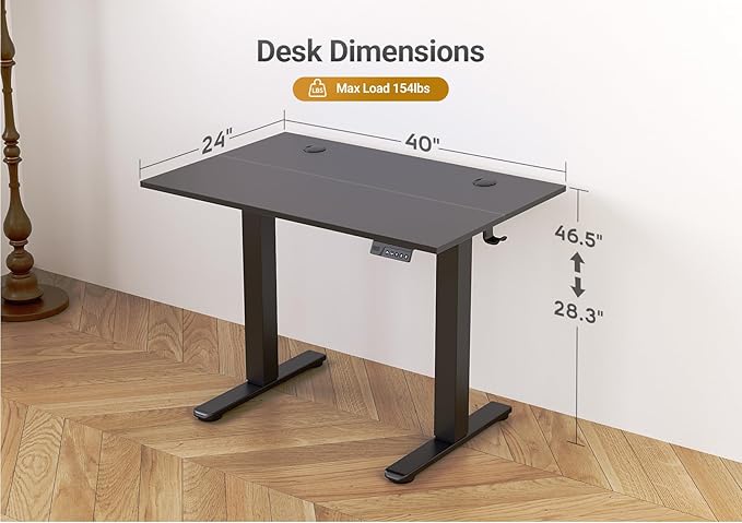 Seang Electric Standing Desk Adjustable Height, 40 x 24 Inch Sit Stand Desk - Image 3